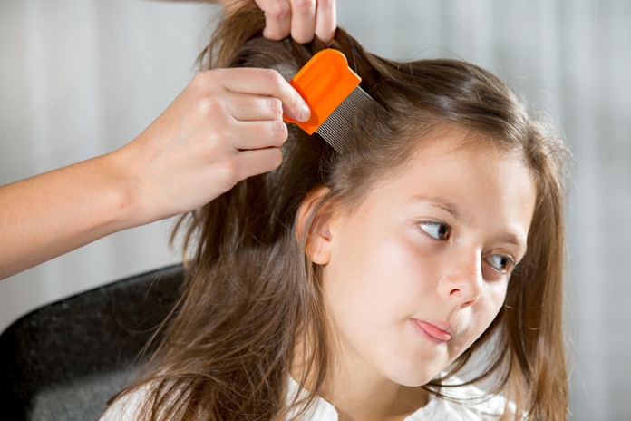Läuse-bekämpfen-shutterstock ID:229494385 Kind wird mit Nissenkamm frisiert - Läuse bekämpfen